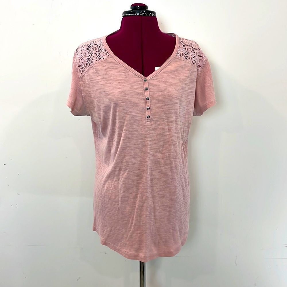 Classic T-shirt with Crochet Lace back XXL in dust pink